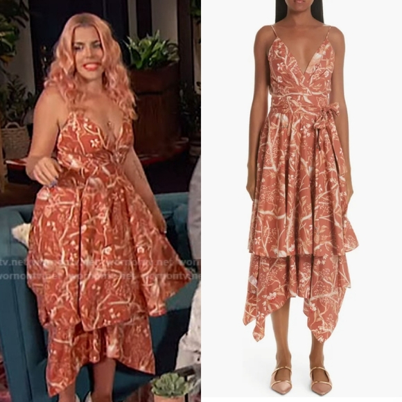 Johanna Ortiz Cacatua Belted Layered Bird Print Cotton Poplin Midi Dress 6 - Picture 5 of 15